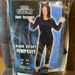 Black Velvet Jumpsuit Adult Halloween Costume Size M/L by Hidden Illusions